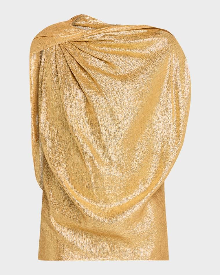 Asymmetric Draped Lame Top by MICHAEL KORS
