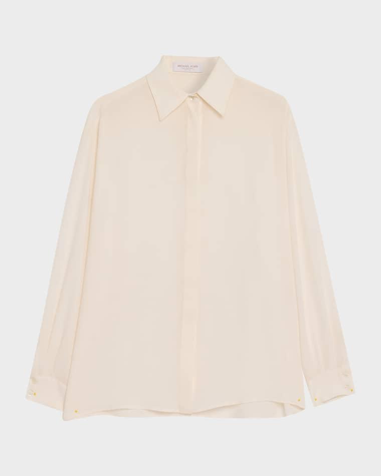 Button-Down Silk Boyfriend Shirt by MICHAEL KORS
