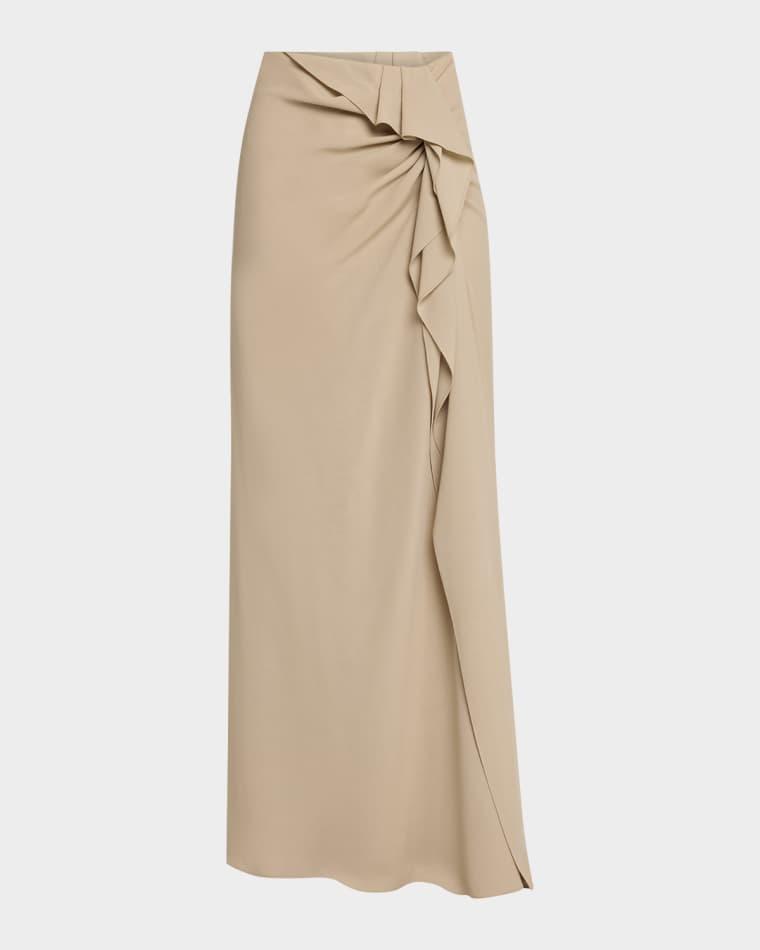 Draped Fluid Wool Maxi Skirt by MICHAEL KORS