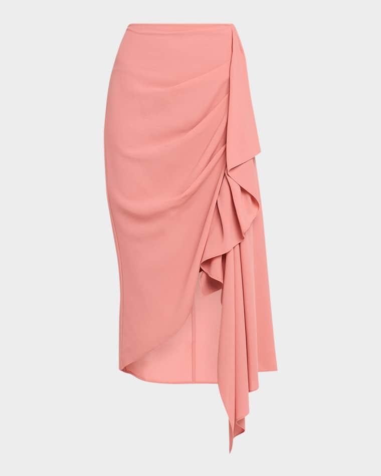 Draped Fluid Wool Midi Pencil Skirt by MICHAEL KORS