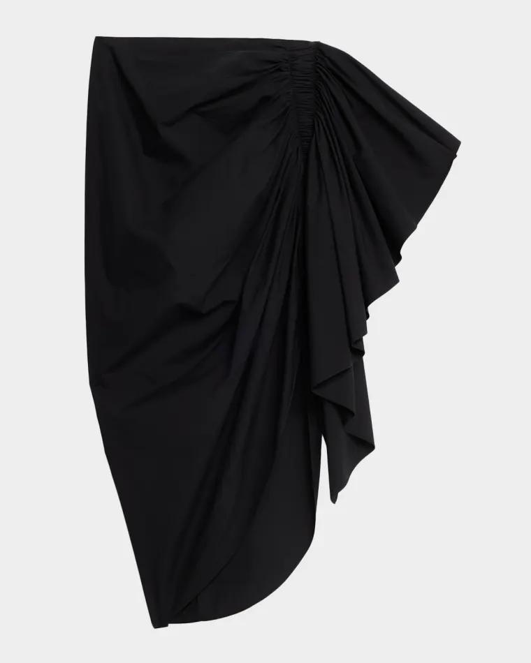Draped High-Low Cotton Midi Skirt by MICHAEL KORS