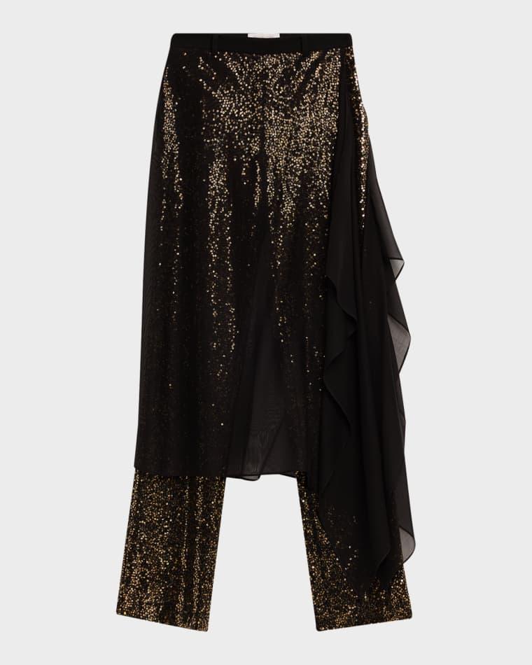 Draped Sequin Straight-Leg Pants by MICHAEL KORS