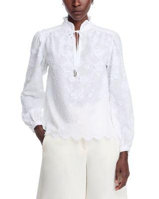 Embroidered Cotton Frill Blouse by MICHAEL KORS
