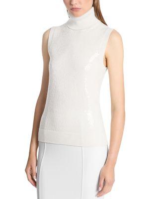Embroidered Sequin Cashmere Sleeveless Turtleneck Sweater by MICHAEL KORS