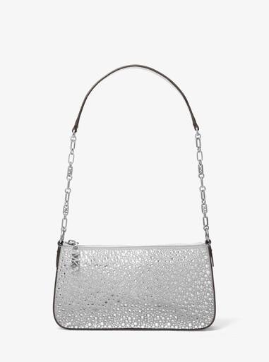 Empire medium embellished suede chain-link pochette by MICHAEL KORS