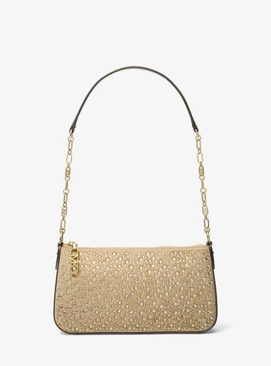 Empire medium embellished suede chain-link pochette by MICHAEL KORS
