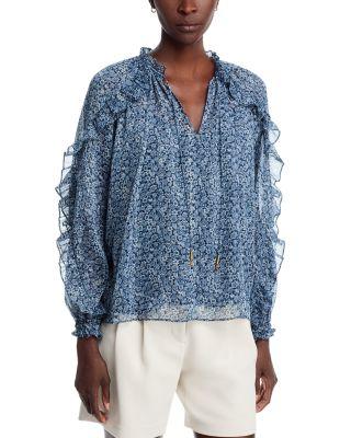 Floral Long Sleeve Ruffle Blouse by MICHAEL KORS