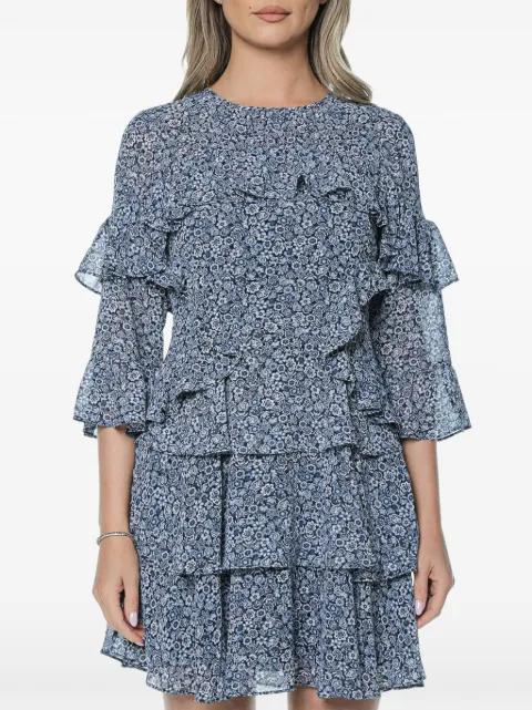 Georgette floral-print ruffled-detail mini dress by MICHAEL KORS
