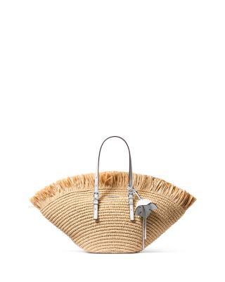 Isa Small Fan Crochet Straw Tote by MICHAEL KORS