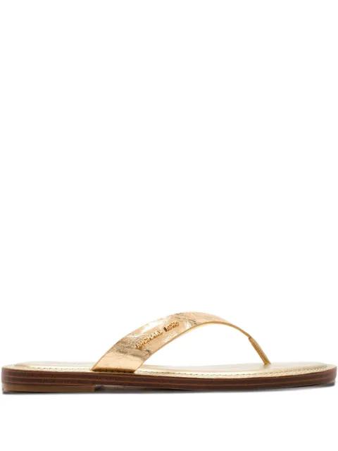 Koko metallic-leather thong flip flop by MICHAEL KORS