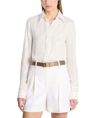 Linear Sequin Hansen Silk Shirt by MICHAEL KORS