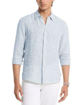 Long Sleeve Stripe Linen Shirt by MICHAEL KORS
