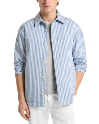 Long Sleeve Stripe Padded Shirt Jacket by MICHAEL KORS