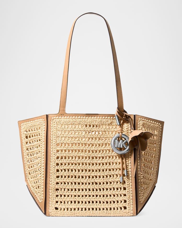 Medium Cinched Crochet Faux Raffia Tote Bag by MICHAEL KORS
