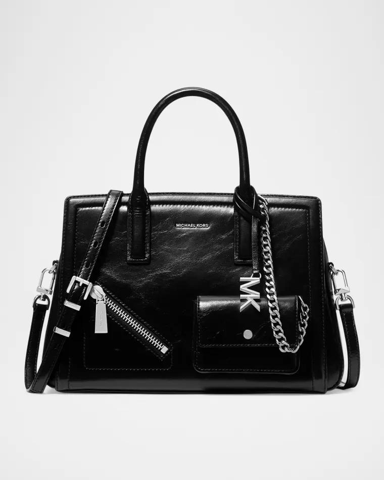 Medium Leather Satchel Shoulder Bag by MICHAEL KORS