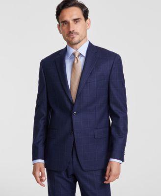Men's Classic-Fit Fall Wool-Blend Stretch Plaid Suit Separate Jacket by MICHAEL KORS