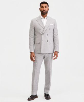 Men's Classic-Fit Light Gray Double Breasted Mini Houndstooth Suit Separates by MICHAEL KORS