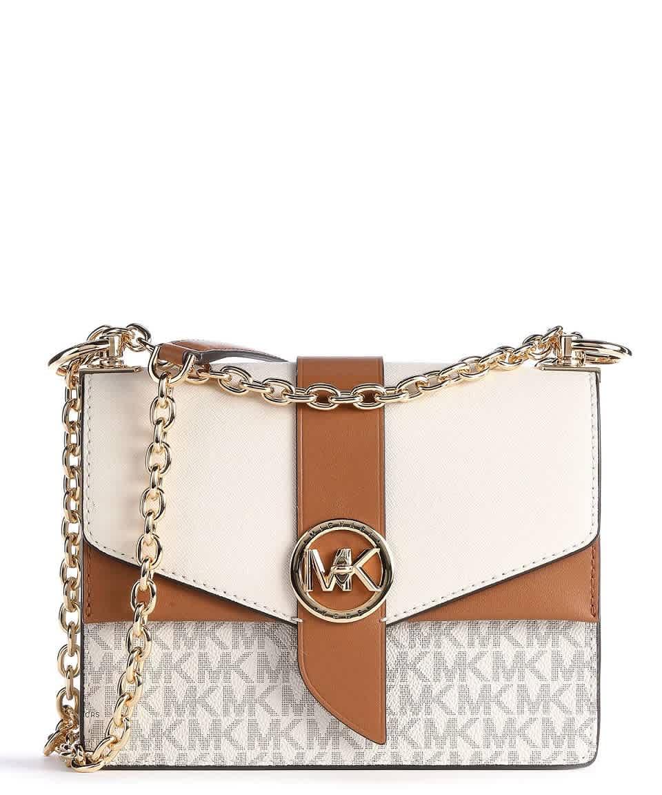 Michael Kors Ladies Greenwich Small Presbyopia Crossbody Bag - White/Acorn Brown by MICHAEL KORS