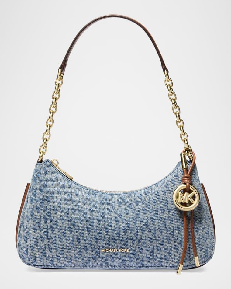 Nolita Medium Logo-Print Denim Shoulder Bag by MICHAEL KORS