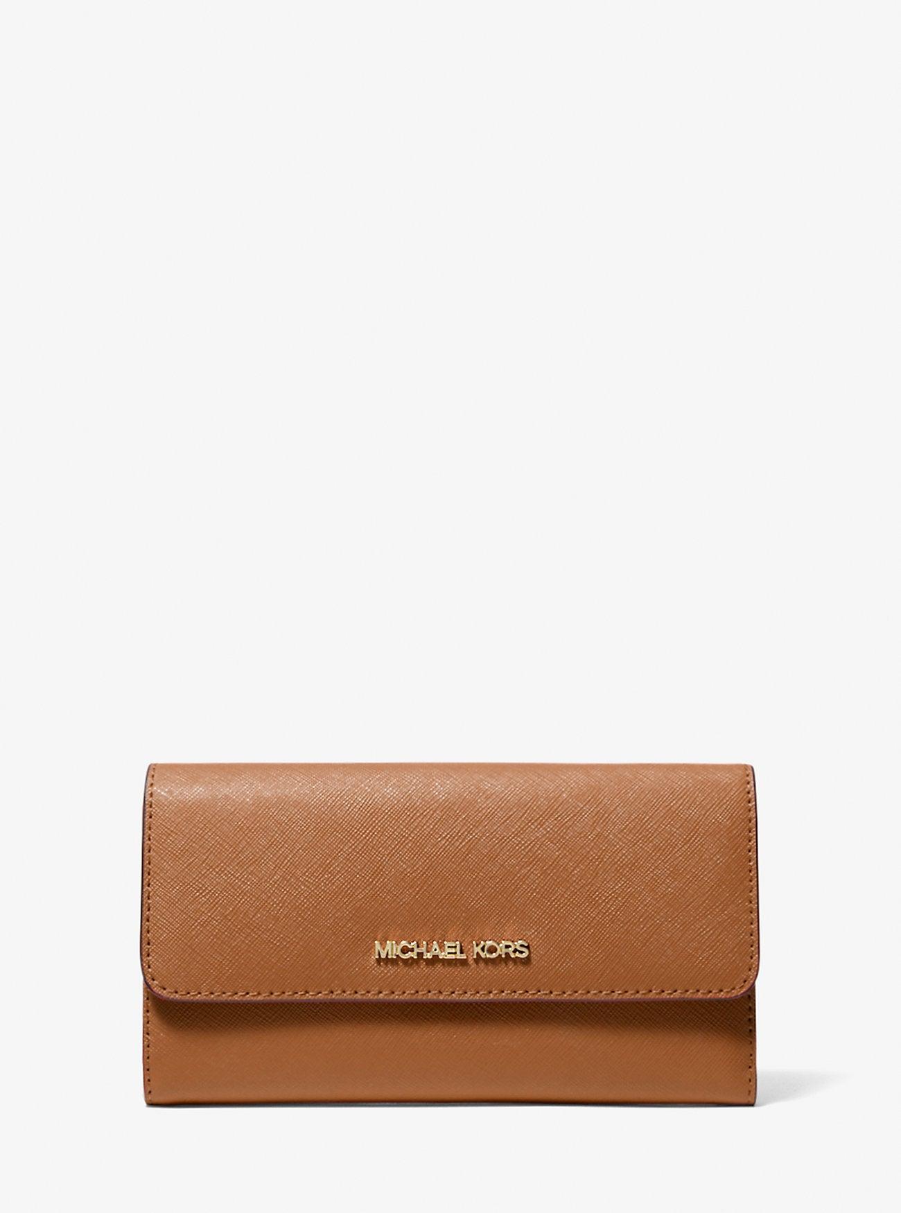 Jet Set Travel Crossgrain Leather Tri-Fold Wallet by MICHAEL KORS OUTLET