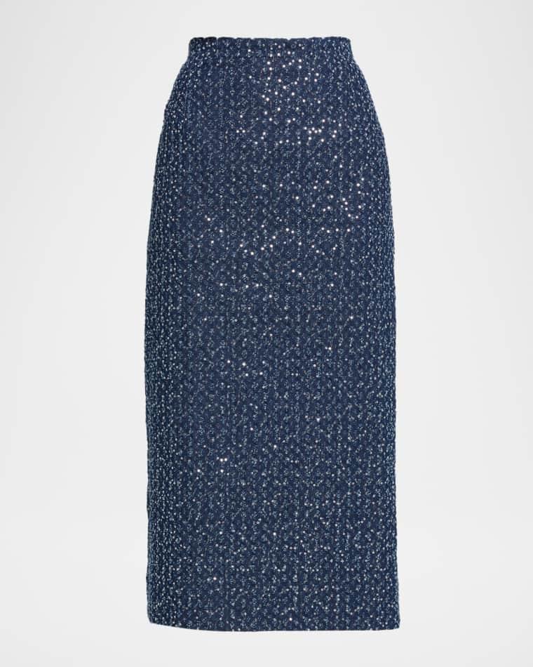 Sequin Straight Cotton Midi Skirt by MICHAEL KORS