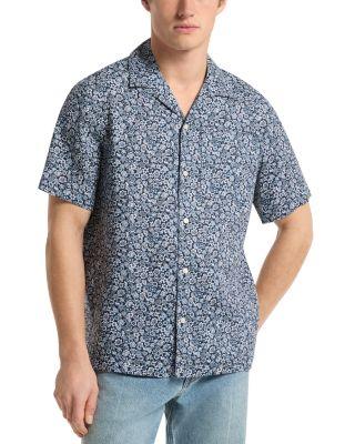 Short Sleeve Linen Floral Camp Collar Shirt by MICHAEL KORS