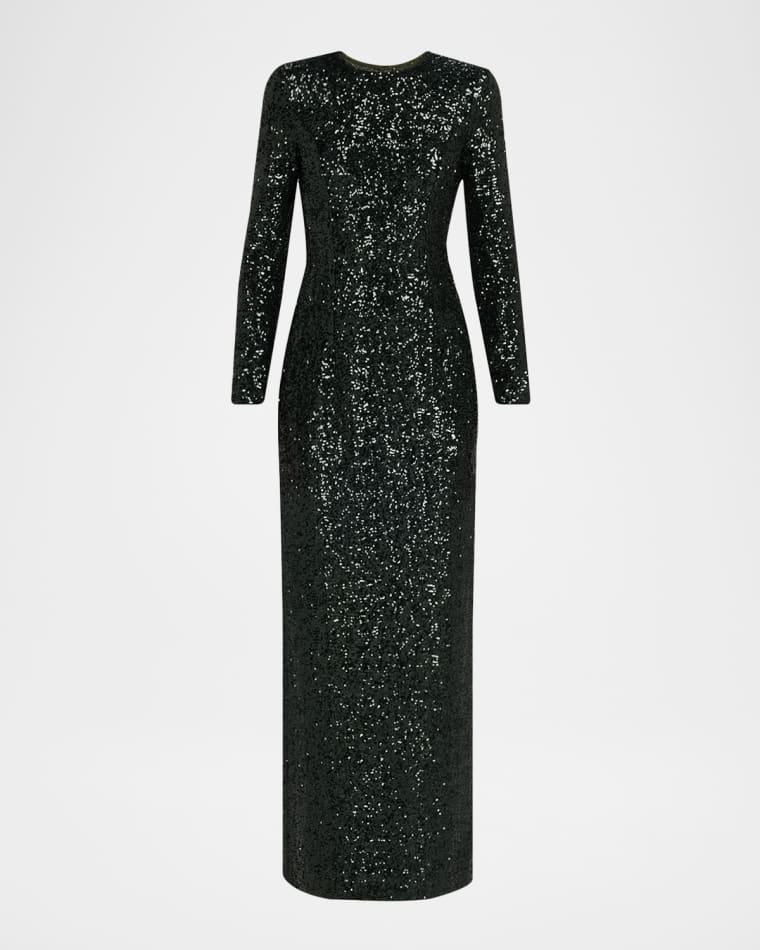Stretch Sequined Long-Sleeve Gown by MICHAEL KORS
