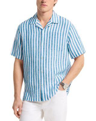 Stripe Linen Camp Shirt by MICHAEL KORS