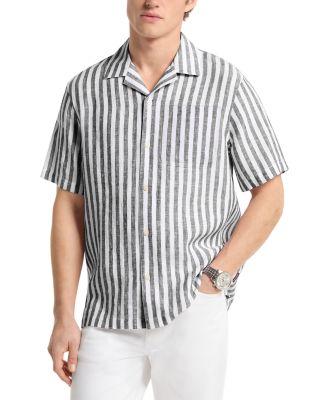 Stripe Linen Camp Shirt by MICHAEL KORS