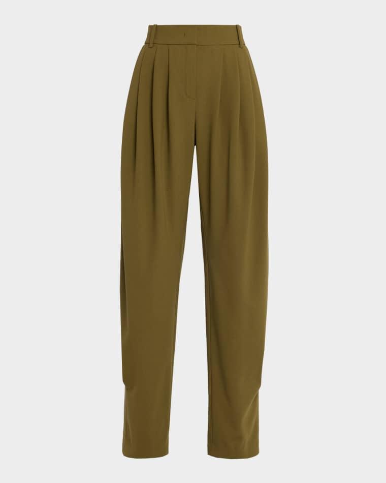 Tissue Wool Pleated Barrel-Leg Pants by MICHAEL KORS