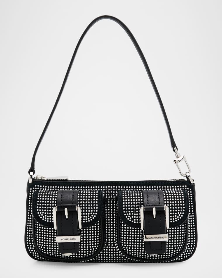 Zoe Small Rhinestone Suede Pochette Shoulder Bag by MICHAEL KORS