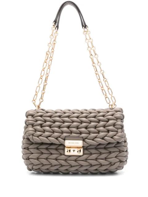 braided leather shoulder bag by MICHAEL KORS