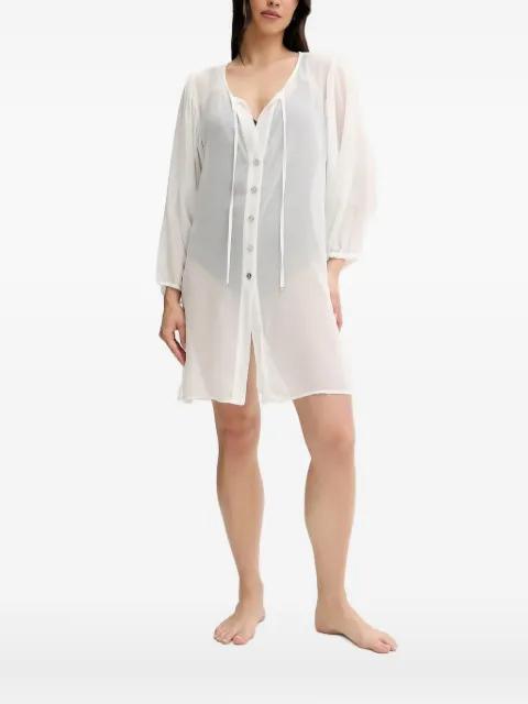 button-front tie-neck top by MICHAEL KORS