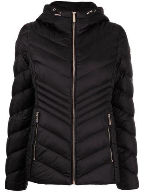 chevron-quilted hoodied jacket by MICHAEL KORS