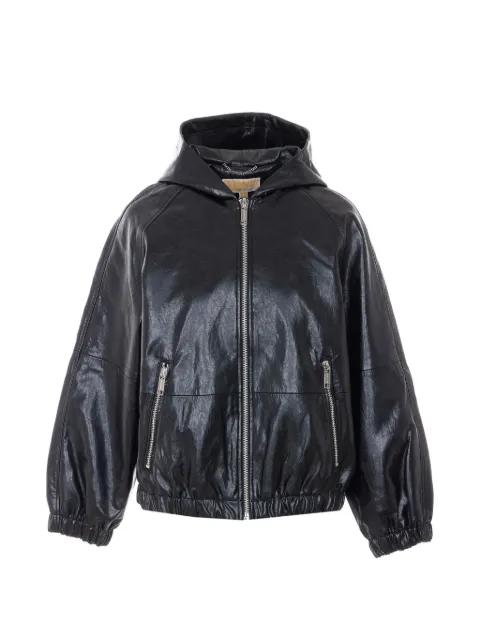faux-leather hoodied jacket by MICHAEL KORS