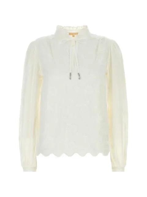 floral-embroidered scalloped-hem blouse by MICHAEL KORS