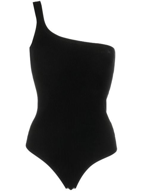 one-shoulder ribbed-knit bodysuit by MICHAEL KORS
