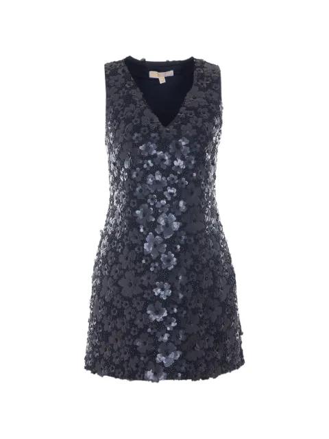 sequin-embellished floral-appliqué dress by MICHAEL KORS