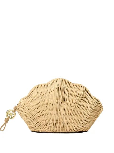 shell-shaped woven rattan clutch bag by MICHAEL KORS