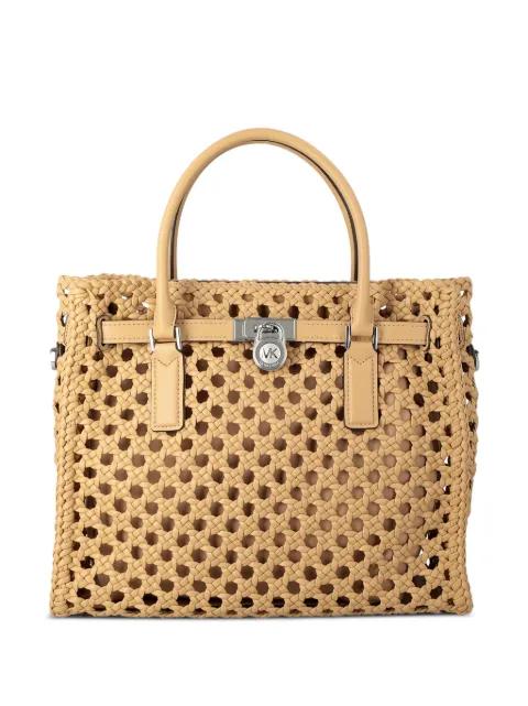 woven padlock tote bag by MICHAEL KORS