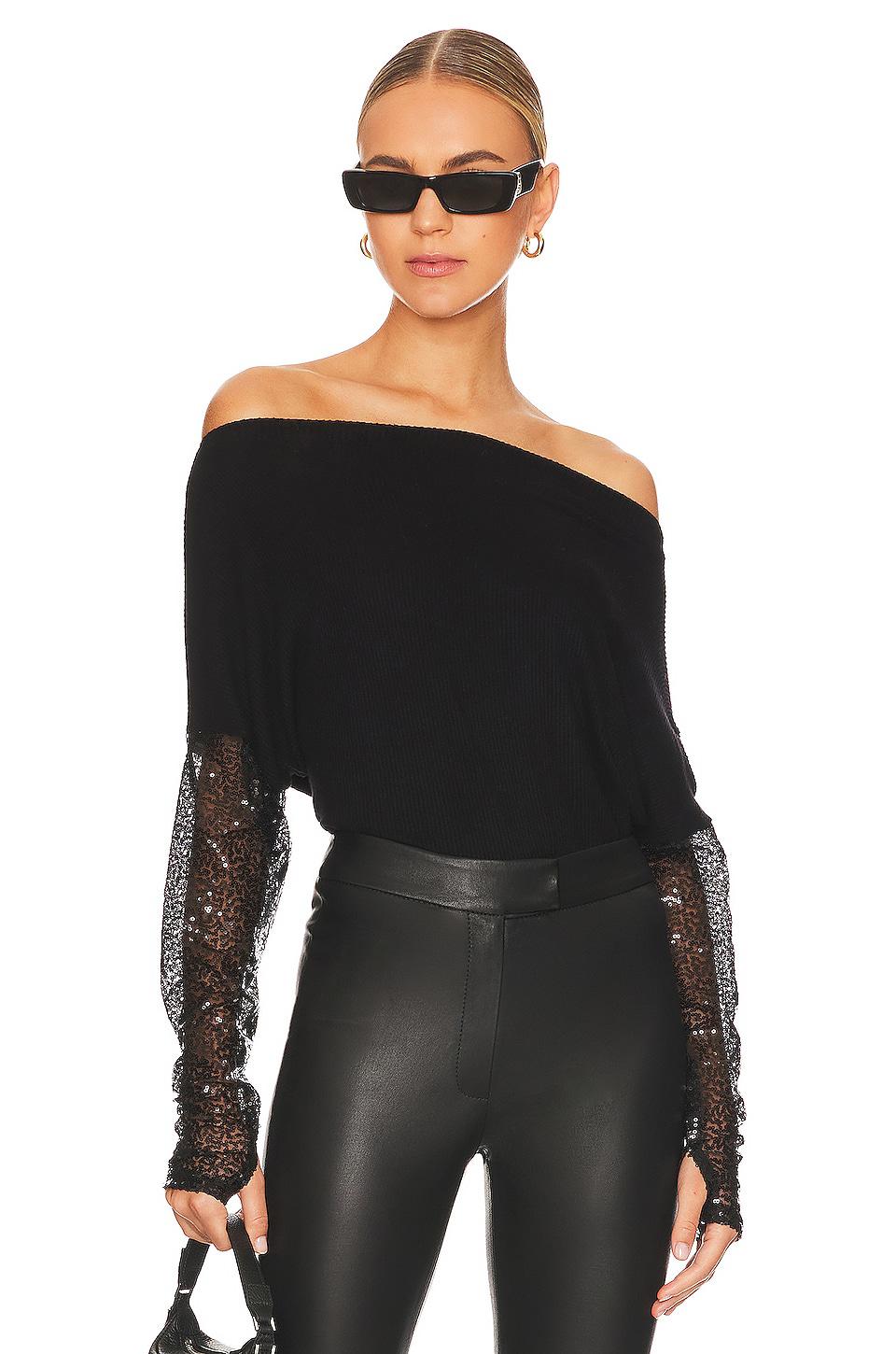 Michael Lauren Boat Neck Top in Black by MICHAEL LAUREN