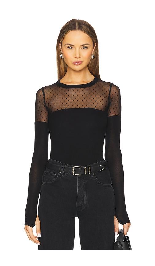 Michael Lauren Herbert 1/2 Lace Top in Black by MICHAEL LAUREN