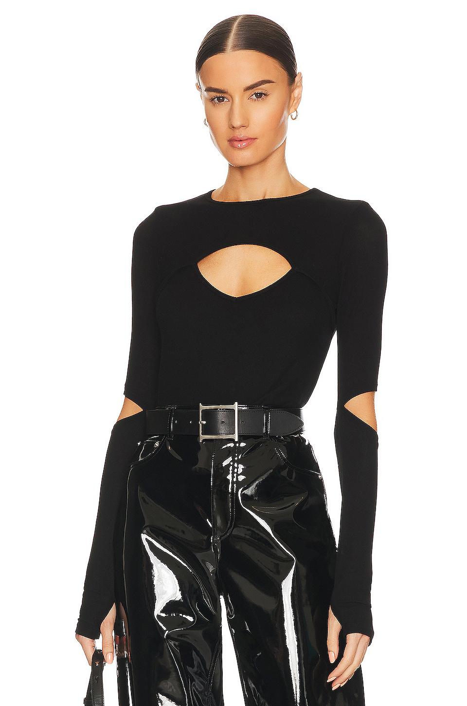 Michael Lauren Houston Long Sleeve Fitted Top in Black by MICHAEL LAUREN