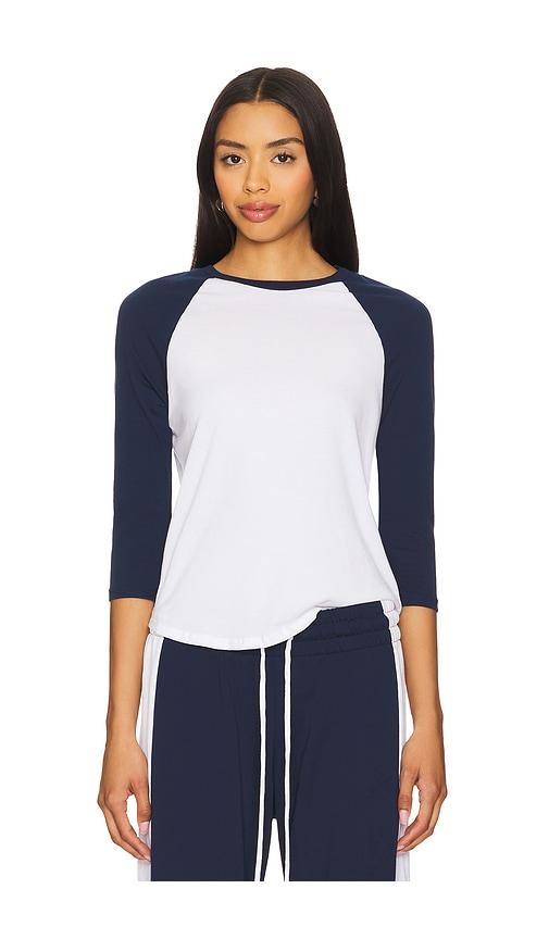 Michael Lauren Katya Raglan 3/4 Sleeve Tee in Navy,White by MICHAEL LAUREN
