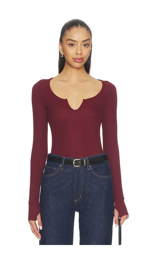 Michael Lauren Maeve Long Sleeve Scoop Neck Top in Red by MICHAEL LAUREN