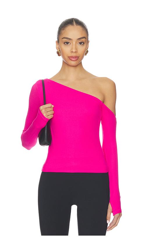 Michael Lauren Magdaleno Asymmetrical Longsleeve Top in Pink by MICHAEL LAUREN
