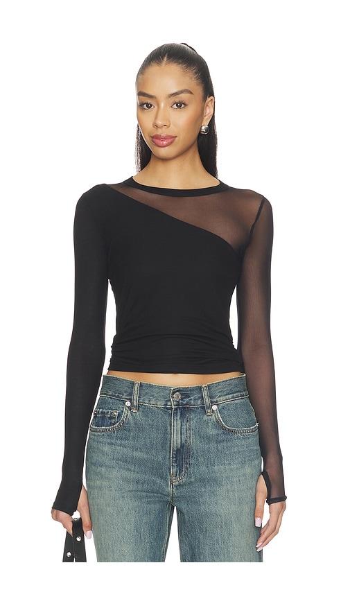 Michael Lauren Solita Long Sleeve Asymmetrical Top in Black by MICHAEL LAUREN