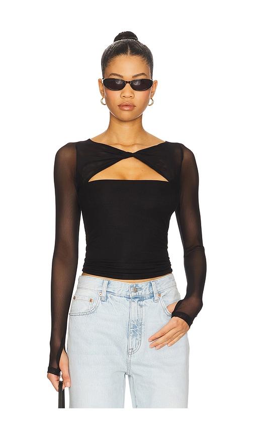 Michael Lauren Velo Knotted Neck Top in Black by MICHAEL LAUREN