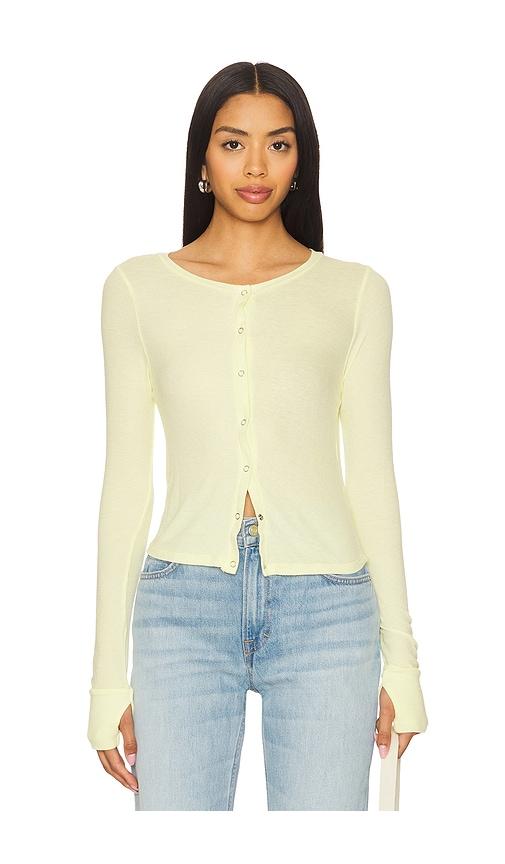 Michael Lauren Vesca Snap Front Tee in Yellow by MICHAEL LAUREN