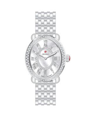 Serein Oval Diamond Stainless Steel Watch by MICHELE
